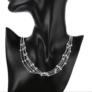 925 sterling Silver classic five chain necklace